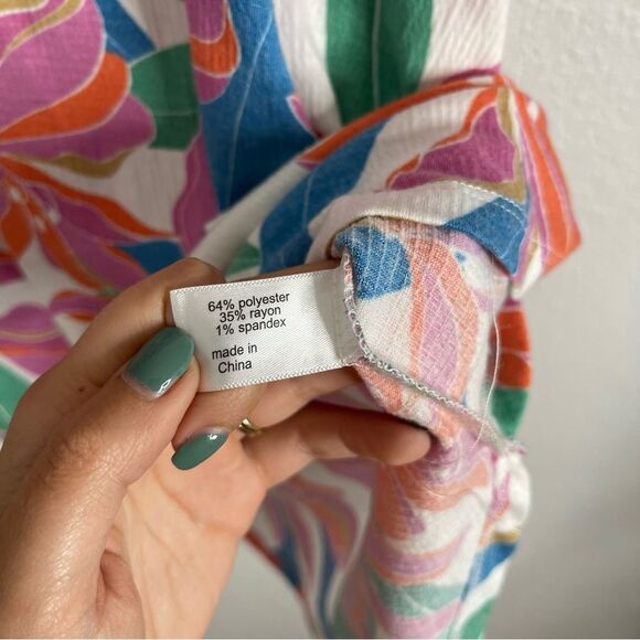 Lane Bryant Top Floral Relaxed Gauze Notch Neck Shirt Multi Color 22/24 - Picture 4 of 5